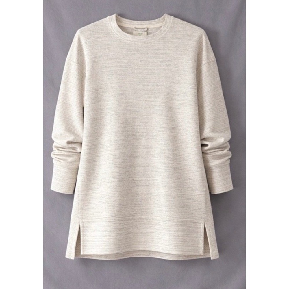 Aerie Oversized‎ Crewneck Sweatshirt Oatmeal Heather Split Hem Pullover Small